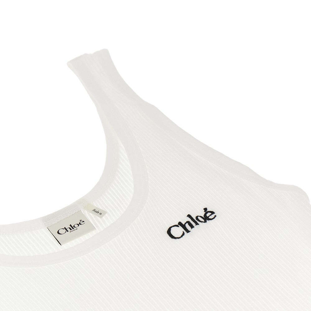 Chloe' Logo Embroidery Ribbed Tank Top - Picture 2 of 3